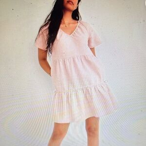 Madewell Blush Pink V-Neck Linen Blend Mini Dress